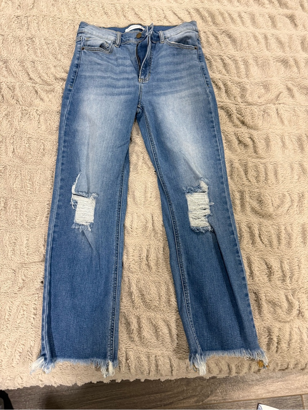 Altar'd State Distressed Straight-Leg Blue Jeans